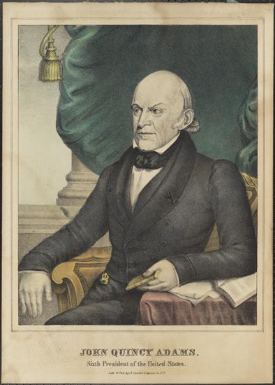 A photograph from the museum by N. Currier of John Quincy Adams in 1837.