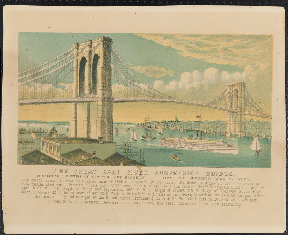 Currier & Ives. The Great East River Suspension Bridge, 1881. 