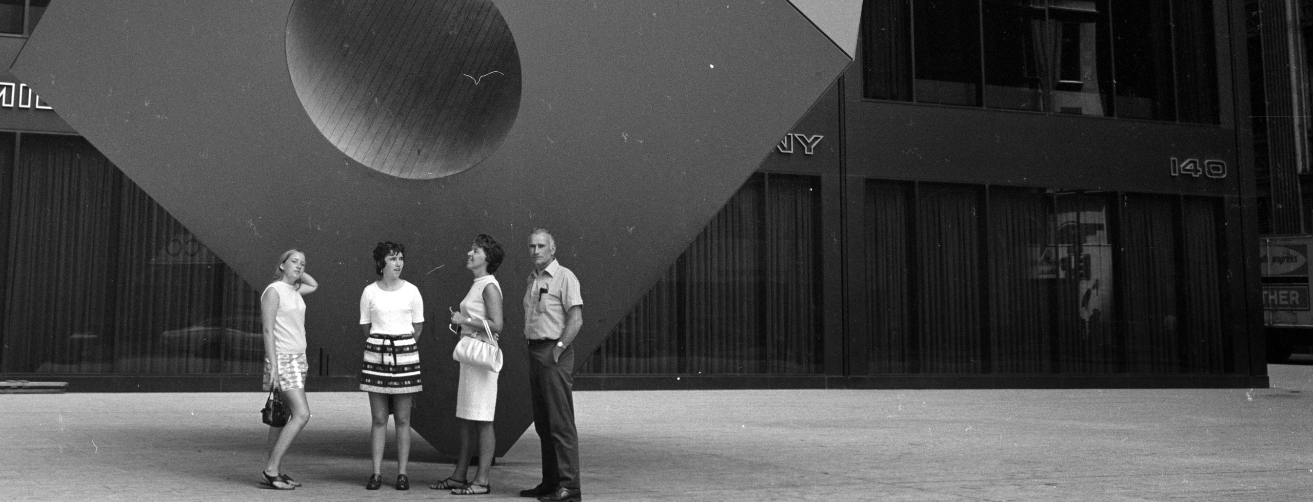 "Red Cube" adjacent to the Marine Midland Building, c. 1970