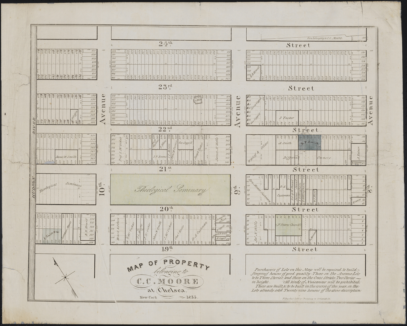 Prosper Desobry. Map of Property belonging to C.C. Moore at Chelsea. 1835. Museum of the City of New York. 47.294.2