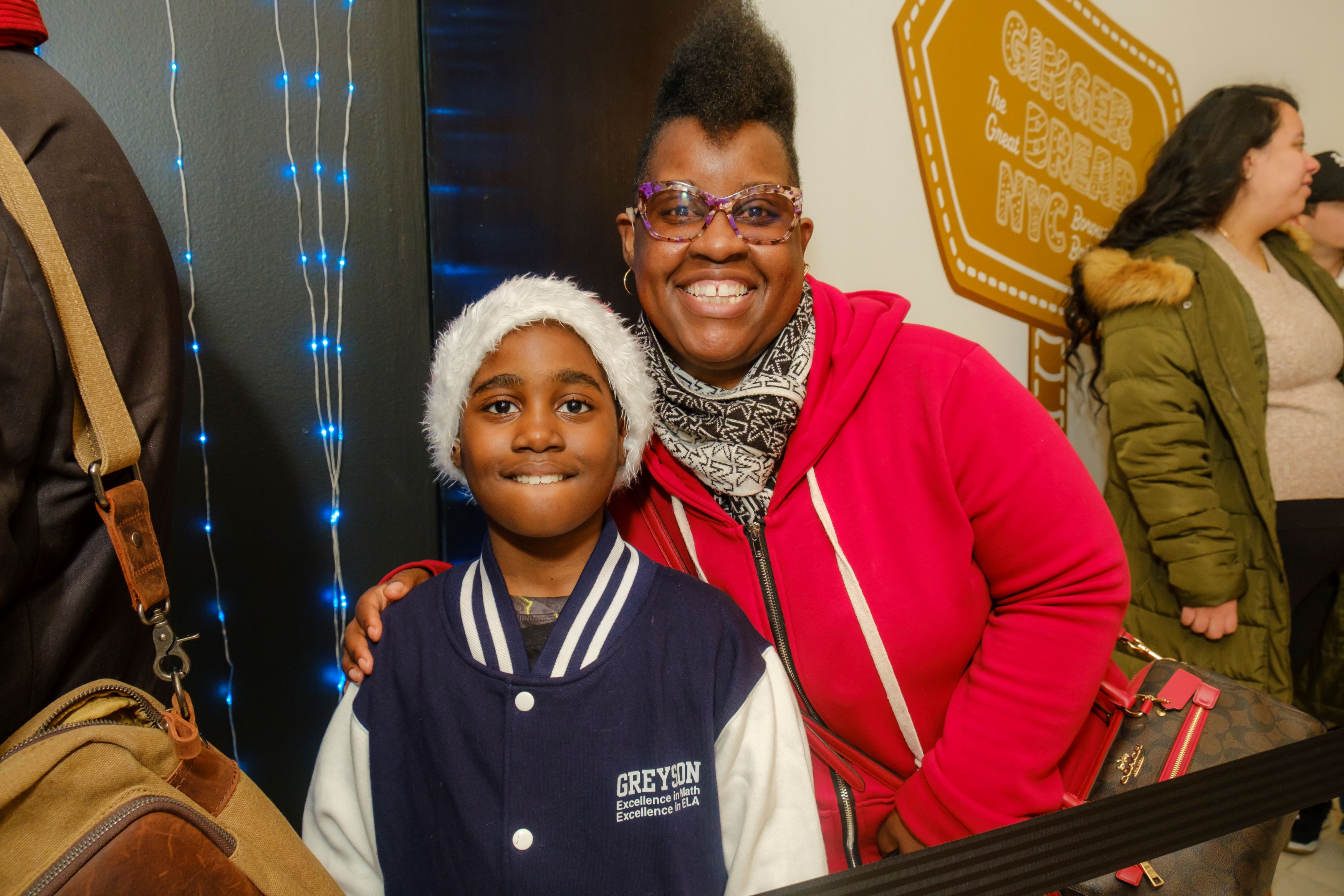 a woman and child at NYC gingerbread community day