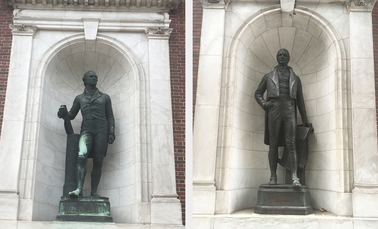 Alexander Hamilton and DeWitt Clinton sculptures