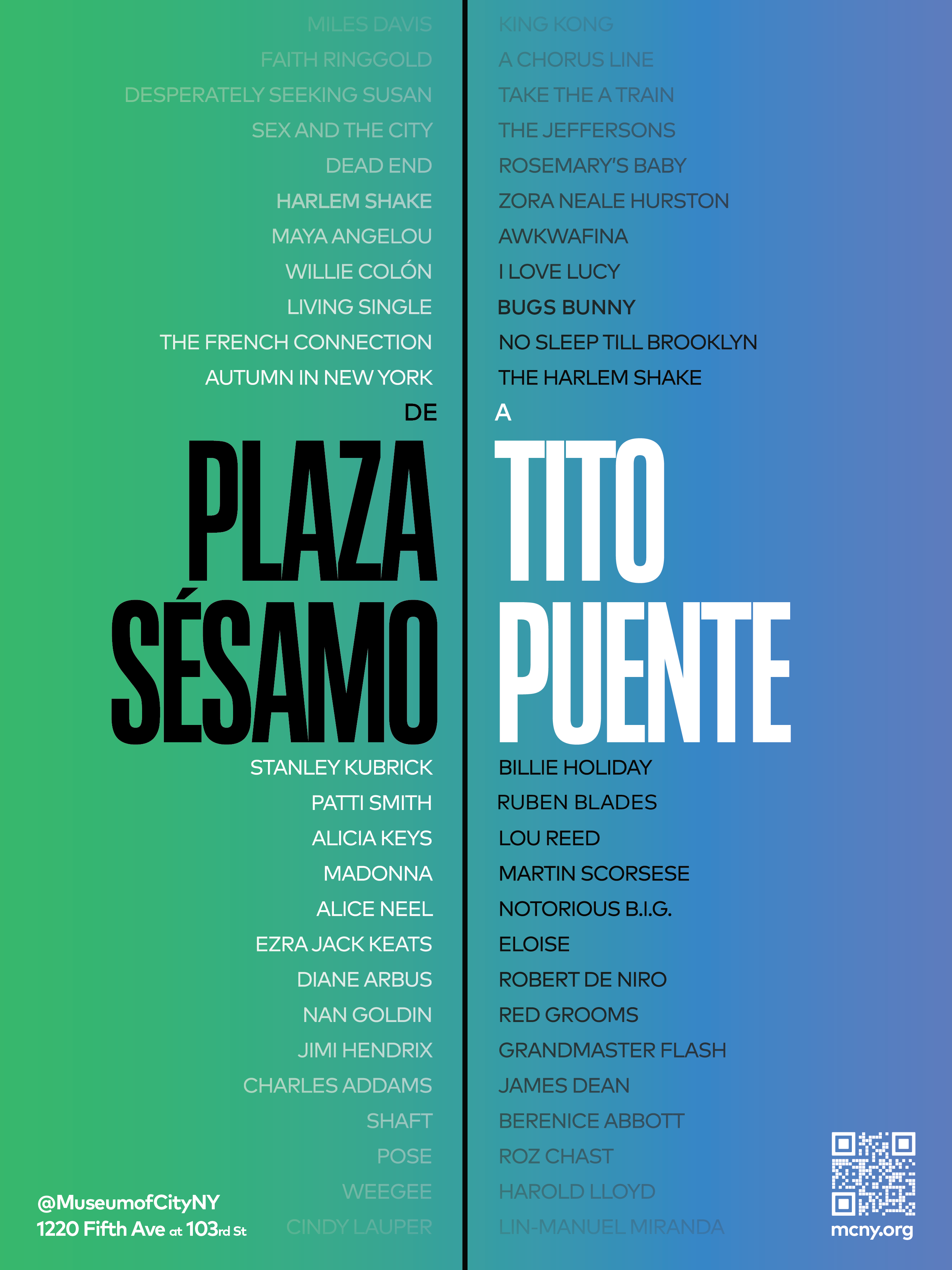 Poster for the exhibition This Is New York with various from/to parings in spanish