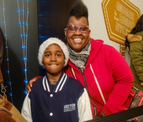 a woman and child at NYC gingerbread community day