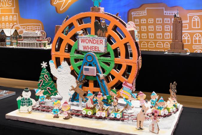 A Gingerbread depiction of the Wonder Wheel at Coney Island