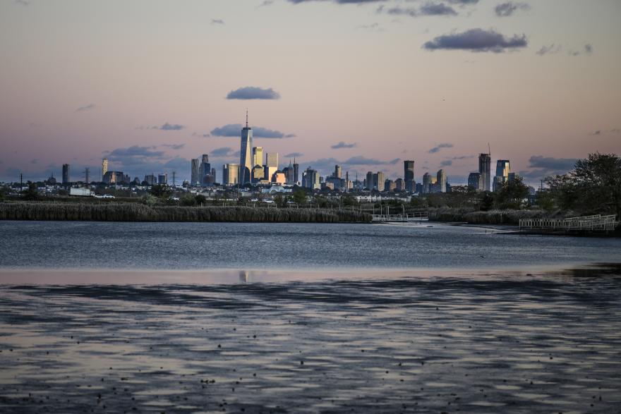 New York from the marshes around the Hackensack River in New Jersey