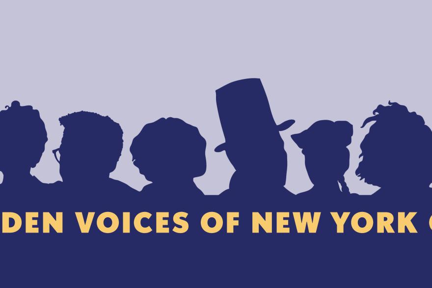 A banner including six silhouette images of the figures featured in the Hidden Voices resource guides: Antonia Pantoja, Bayard Rustin, Elsie Richardson, David Ruggles, Wong Chin Foo, and Sylvia Rivera