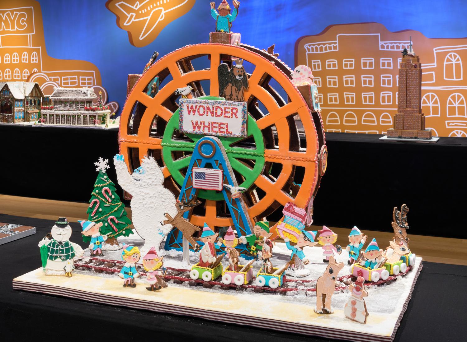 A Gingerbread depiction of the Wonder Wheel at Coney Island