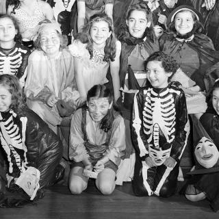 Children in Halloween costumes