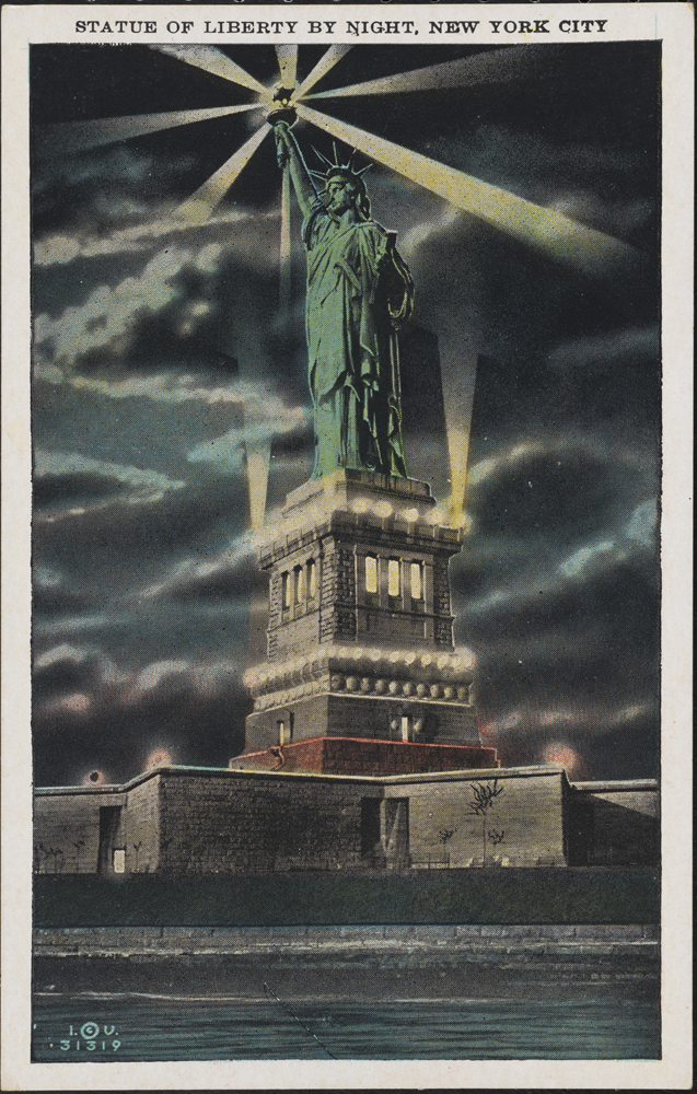 Irving Underhill (d. 1960), Statue of Liberty by Night, New York City, ca. 1930, in the Postcard Collection. Museum of the City of New York. X2011.34.2594